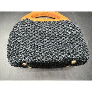Vintage Black Woven Handbag Purse